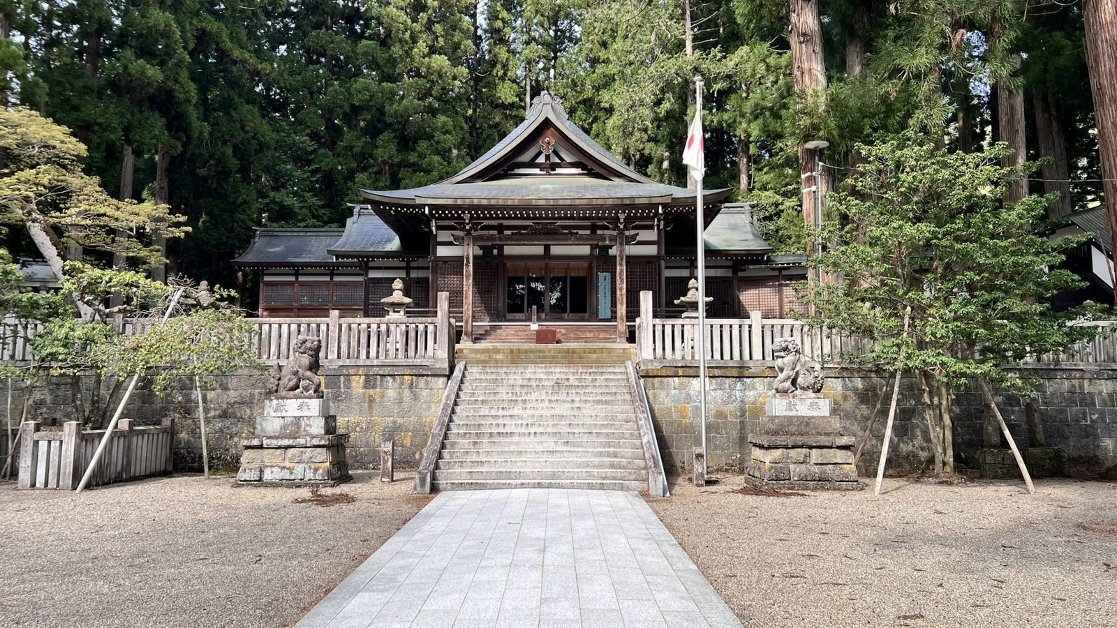 Ketao Wakamiya Shrine, set among tall cedars — the shrine whose spring rite is the Furukawa Festival.
